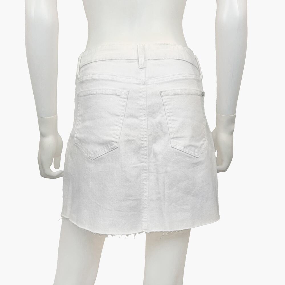 NWT VICI "August" Asymmetrical Frayed Denim Mini Skirt (White | Size S) - Picture 2 of 6